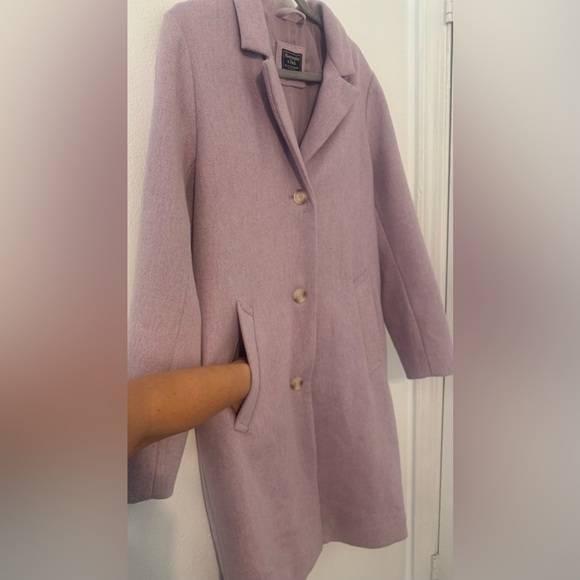 Abercrombie & Fitch The A&F Dad Coat Lilac Wool Blend  Oversized Size Medium - Picture 4 of 12